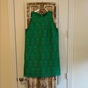 Green Sleeveless Lace Shift Dress - Womens